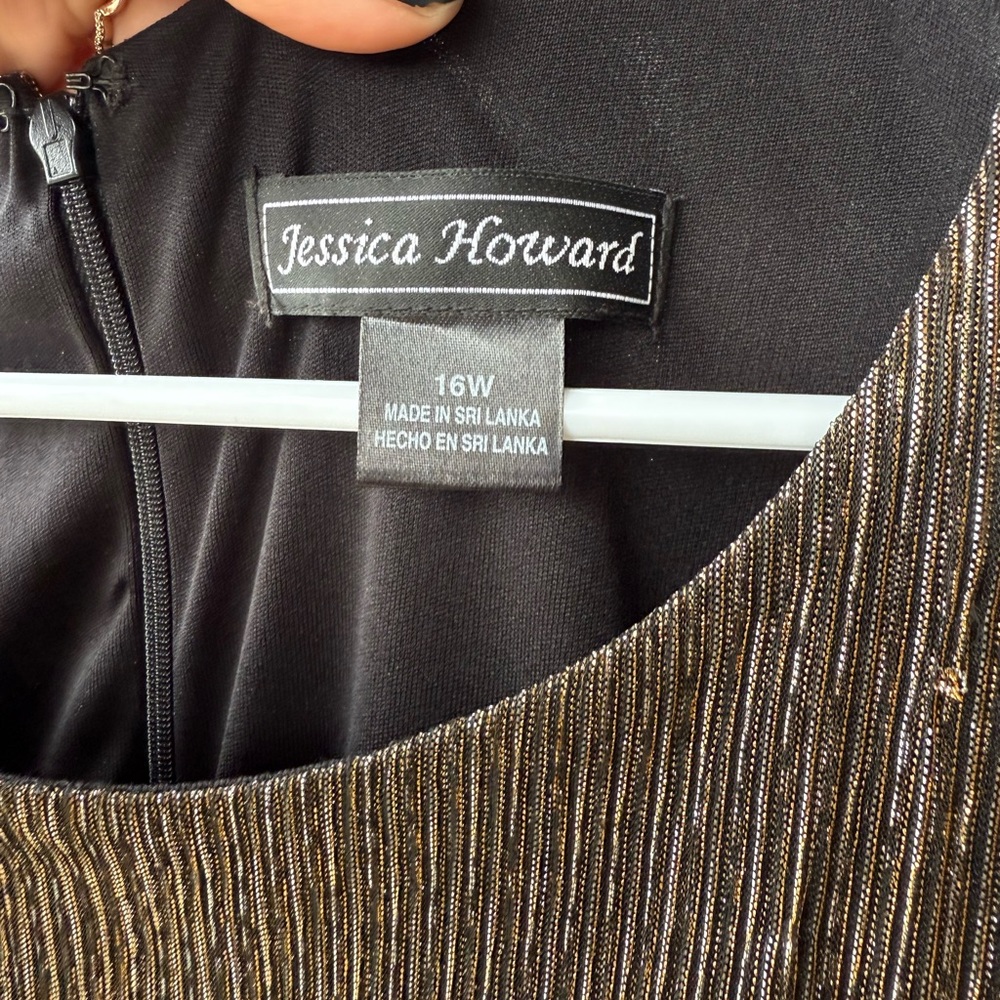 Jessica Howard Gold and Black Striped Dress